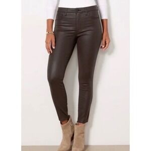 KUT from the Kloth Donna Fab Ab High Rise Coated Ankle Skinny Jeans Brown 14